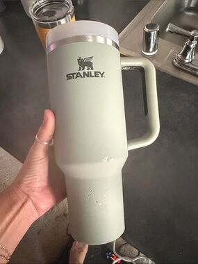 Stanley Travel Mug in Sage Green with Clear Lid Trim